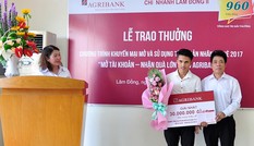 Trao thưởng giải nhất chương trình 'Mở tài khoản – Nhận quà lớn cùng Agribank'