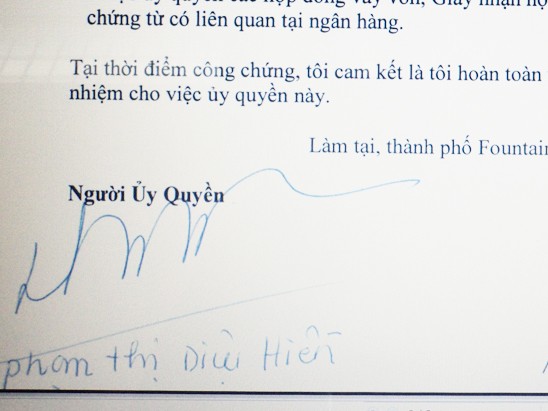 'Đại gia thủy sản' ủy quyền từ Mỹ cho chồng trả nợ 'Đại gia thủy sản' ủy quyền từ Mỹ cho chồng trả nợ