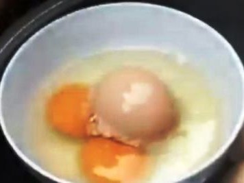 Quả trứng chứa hai lòng đỏ và một quả trứng khác Quả trứng chứa hai lòng đỏ và một quả trứng khác