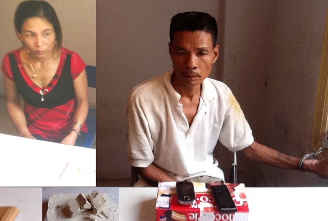 Bắt hai đối tượng mua bán 1,5 bánh heroin Hai đối tượng Minh và Lượng cùng số ma túy bị thu giữ