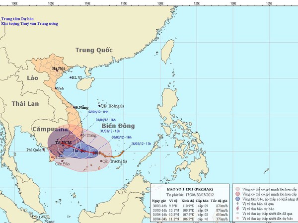Bão có thể đổ bộ từ Ninh Thuận đến Bà Rịa-Vũng Tàu Bão có thể đổ bộ từ Ninh Thuận đến Bà Rịa-Vũng Tàu