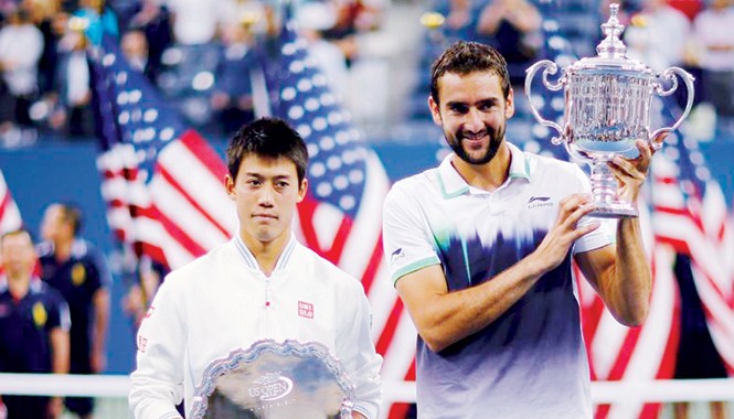 Những kẻ thách thức làng banh nỉ 2015 Kei Nishikori (trái) và Marin Cilic là những cây vợt triển vọng hàng đầu trong năm 2015. Ảnh: Getty Images