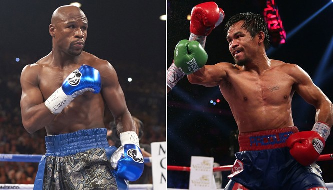 Mayweather - Pacquiao tái khởi động trận đấu 300 triệu USD Cuộc đối đầu kinh điển giữa Pacquiao (phải) và Mayweather (trái) sẽ sớm được xác định? Ảnh: Getty Images