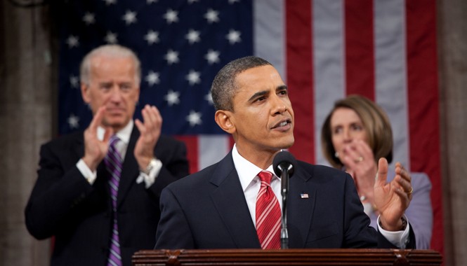 Các nước lớn không thể bắt nạt nước nhỏ Tổng thống Barack Obama ít đề cập chính sách đối ngoại trong Thông điệp liên bang năm 2015. Ảnh: Forbes