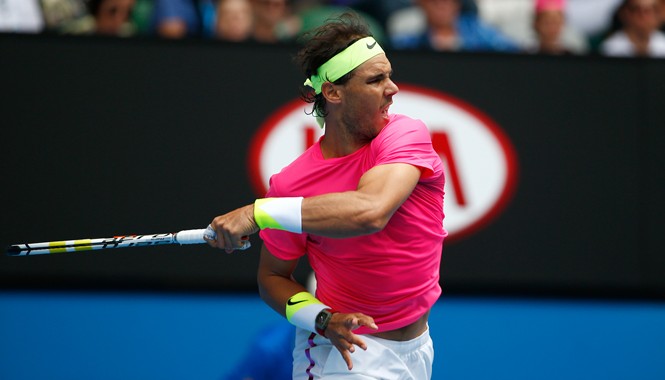 Ngày hạnh phúc của Nadal Rafa Nadal trở lại mạnh mẽ sau thời gian dài nghỉ dưỡng thương. Ảnh: Australianopen.com