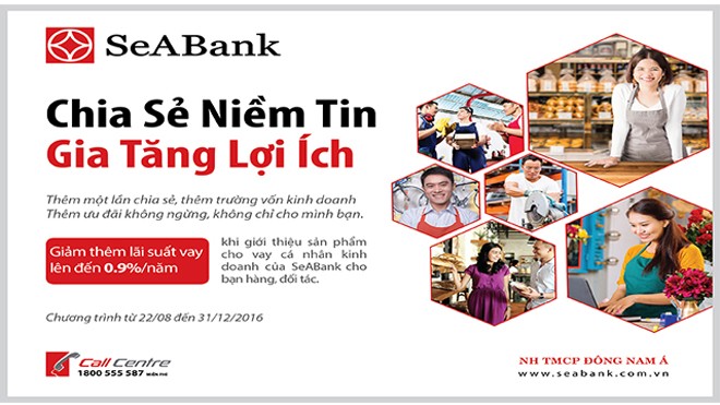 SeaBank triển khai chương trình ưu đãi cho vay hẫn dân “chia sẻ niềm tin - gia tăng lợi ích“ SeaBank triển khai chương trình ưu đãi cho vay hẫn dân “chia sẻ niềm tin - gia tăng lợi ích“