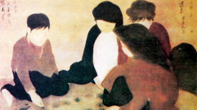 'Ô ăn quan' - từ châu Phi đến Việt Nam “Chơi ô ăn quan” - tranh lụa của Nguyễn Phan Chánh.
