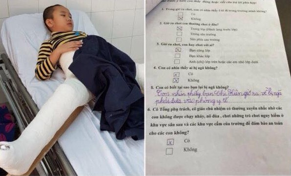 Tin nóng giáo dục: Nguyên Phó hiệu trưởng Nam Trung Yên làm công tác thư viện Cháu Kiên những ngày điều trị tại bệnh viện cùng với phiếu khảo sát của nhà trường về sự việc (ảnh: Mỹ Hà)