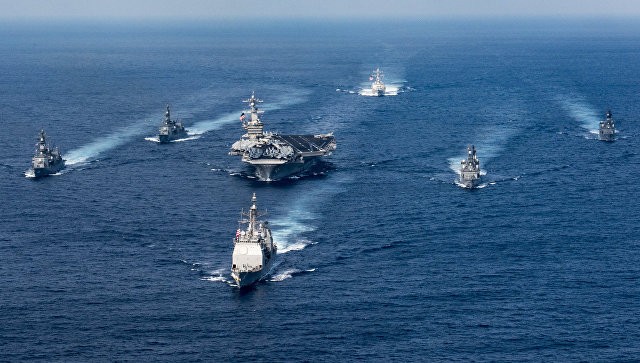 Ông Trump tuyên bố đưa hạm đội cực mạnh đến gần Bán đảo Triều Tiên Ảnh: US Navy