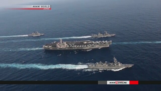 Tàu sân bay Mỹ băng băng tiến về Bán đảo Triều Tiên Ảnh: NHK