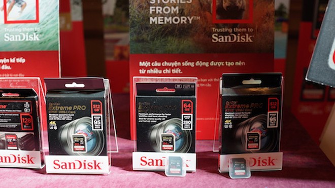 Thẻ nhớ dung lượng 512GB giá 18 triệu đồng Thẻ nhớ SanDisk SD Extreme Pro dung lượng 512GB có giá lên đến 18 triệu đồng. Ảnh: Đức Đặng.