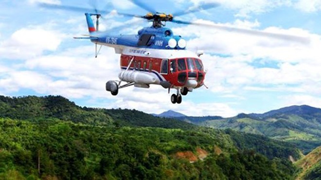 Trực thăng nghi rơi trên núi Dinh tỉnh Bà Rịa - Vũng Tàu Ảnh chỉ có tính chất minh họa. (Nguồn: Tổng công ty trực thăng Việt Nam)