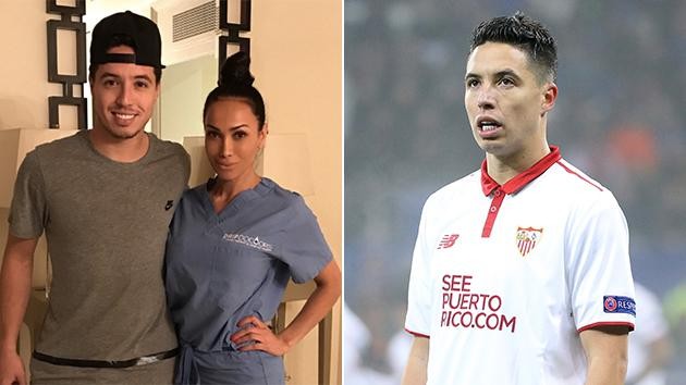 Nasri có nguy cơ bị treo giò 4 năm vì ham... làm đẹp Nasri chụp hình với bác sĩ ở trung tâm Drip Doctors.