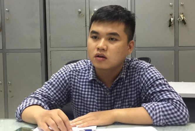 Công an làm việc với người tung tin đồn nhảm Đào Ngọc Khánh tại cơ quan công an.