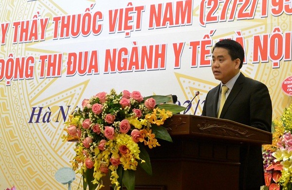 Hà Nội sẽ đưa bác sĩ sang Harvard đào tạo Chủ tịch Hà Nội Nguyễn Đức Chung phát biểu tại buổi lễ
