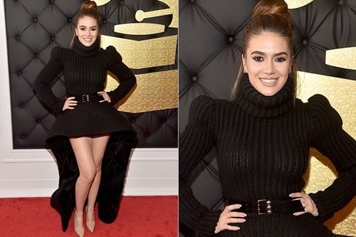 Những trang phục kinh dị nhất giải Grammy 2017 Elvana Giante trong chiếc váy đen nuốt hết người