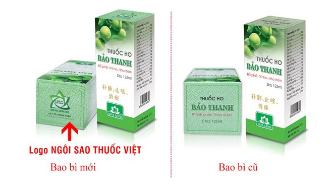 In bổ sung Logo ngôi sao thuốc Việt trên bao bì thuốc ho Bảo Thanh Hình ảnh Logo Ngôi sao thuốc Việt trên bao bì sản phẩm thuốc ho Bảo Thanh