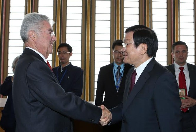 Chủ tịch nước dự Hội nghị Lãnh đạo toàn cầu về bình đẳng giới Chủ tịch nước gặp Tổng thống Áo. Ảnh Nguyễn Khang - TTXVN.