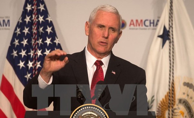 Bản tin 14H: Phó Tổng thống Mỹ tiếp tục đe dọa Triều Tiên Phó Tổng thống Mỹ Mike Pence. Nguồn: YONHAP/TTXVN.