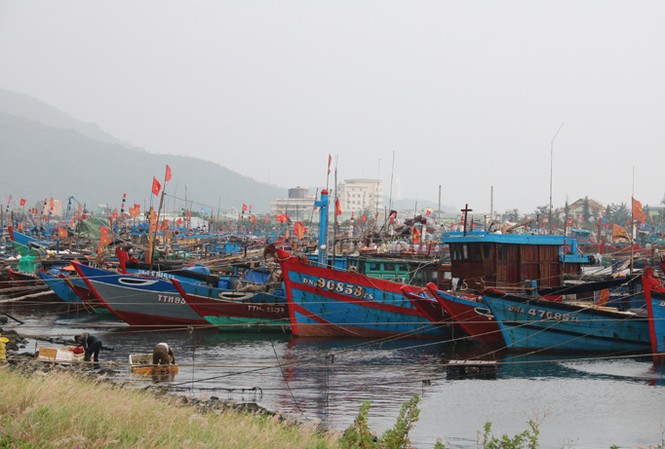 Ngư dân Đà Nẵng hối hả đưa tàu thuyền vào nơi trú bão Hàng ngàn phương tiện tàu thuyền Đà Nẵng và khu vực lân cận đã về âu thuyền Tho Quang (Sơn Trà, Đà Nẵng) để trú tránh bão. Ảnh: Nguyễn Thành.