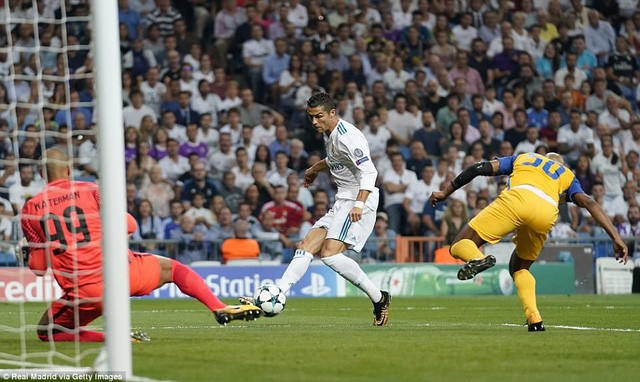 Ronaldo lập cú đúp, Real thắng lớn ở Champions League C.Ronaldo mở tỷ số cho Real Madrid.