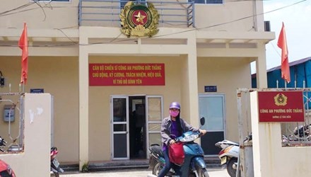 Thượng úy công an bị đồng nghiệp đánh chết Trụ sở Công an phường Đức Thắng - nơi xảy ra vụ việc. Ảnh: Tuấn Nguyễn