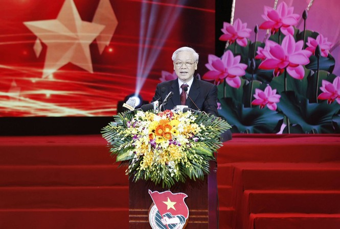 Tổng Bí thư Nguyễn Phú Trọng: Thanh niên là rường cột của dân tộc Tổng Bí thư Nguyễn Phú Trọng phát biểu tại Đại hội. Ảnh: Như Ý