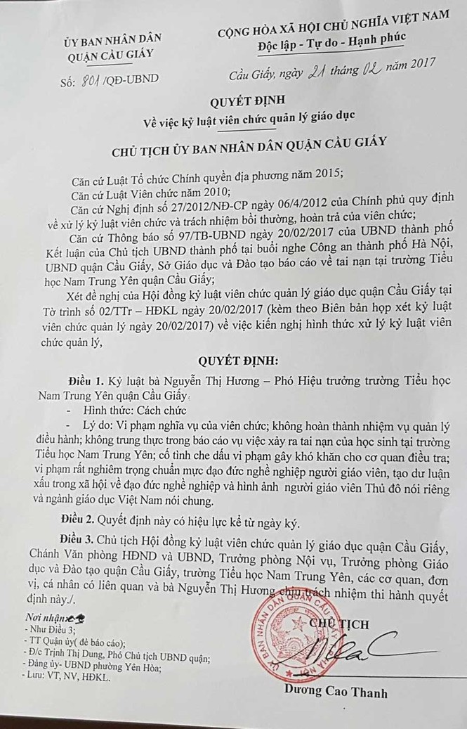 Hiệu trưởng, hiệu phó Nam Trung Yên vắng mặt trong buổi công bố cách chức - ảnh 3