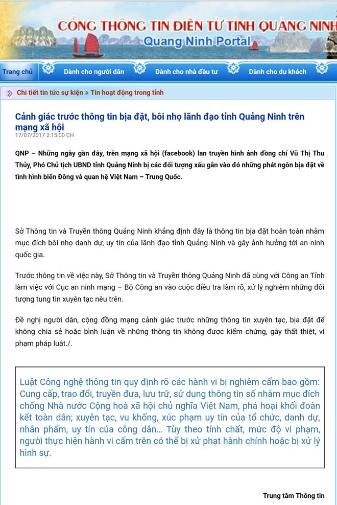 Lãnh đạo tỉnh Quảng Ninh bị xuyên tạc, bôi nhọ trên Facebook - ảnh 1