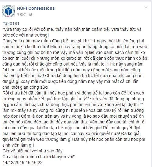 Chậm đóng học phí, hàng trăm sinh viên khổ sở vì bị đình chỉ thi - ảnh 1