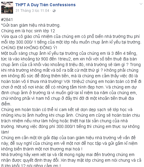 Bi hài, học sinh bị thu phí chụp ảnh kỷ yếu tại trường. - ảnh 1