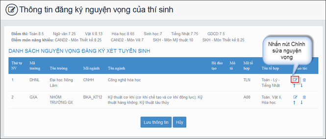 Xét tuyển ĐH: Hướng dẫn thao tác thay đổi nguyện vọng trên online và mẫu giấy - ảnh 3