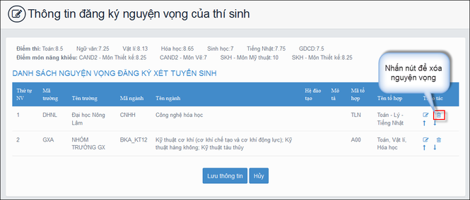 Xét tuyển ĐH: Hướng dẫn thao tác thay đổi nguyện vọng trên online và mẫu giấy - ảnh 5