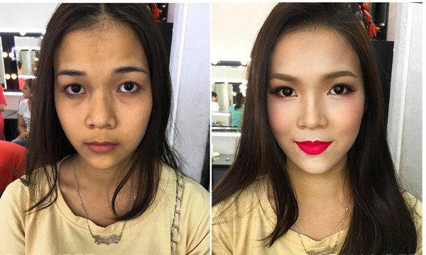 Giật mình nhan sắc thiếu nữ trước và sau trang điểm - ảnh 15