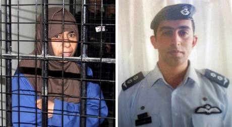 Nữ tù nhân Sajida al-Rishawi (trái) và phi công Maaz al-Kassasbeh. (Ảnh: Daily Mail)