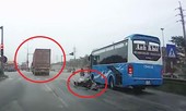 Container đâm ngã xe máy rồi bỏ chạy, bị dân truy đuổi như phim