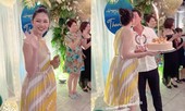 Á hậu Thanh Tú lộ bụng bầu lớn trong tiệc sinh nhật tuổi 25