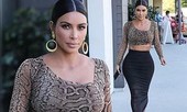 Kim Kardashian mặc bó sát khoe dáng nảy nở trên phố