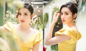 Á hậu Huyền My diện váy vàng rực, trễ nải vòng một gợi cảm