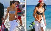 Hai chân dài đắt giá nhất nhì làng mốt đẹp như tạc tượng trên bãi biển