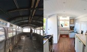 Cô gái biến xe buýt cũ kỹ thành ngôi nhà đẹp long lanh