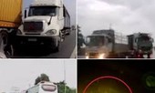 Những pha lấn làn, vượt ẩu kinh hoàng của xe container