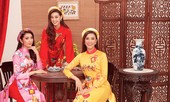 Khánh Vân, Kim Duyên, Thuý Vân diện áo dài 'đám cưới chuột' trong bộ ảnh Tết