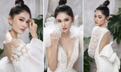Á hậu Thuỳ Dung diện loạt váy cưới cắt xẻ khoe vòng một nóng bỏng
