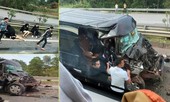 Nóng: Xe Limousine tông đuôi ô tô đầu kéo trên cao tốc, 8 người bị thương