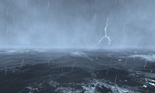 Xoáy thấp trên Biển Đông gây mưa lớn ở đất liền