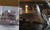 Hàng chục hành khách đang ăn tối may mắn thoát chết khi tàu nhà hàng chìm dần xuống sông