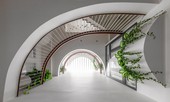 Nhà phố ngập nắng gió nhờ giếng trời hình cong