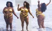 Nàng béo Lizzo tự tin mặc bikini cắt xẻ táo bạo, lăn lộn ‘sống ảo’ trên bãi biển