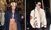Bella Hadid mặc áo siêu ngắn hở gần hết thân trên, sang chảnh ăn đứt chị gái